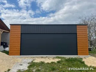 Garaż blaszany antracyt dwustanowiskowy — realizacja EVO GARAGE