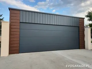 Garaż blaszany antracyt dwustanowiskowy — realizacja EVO GARAGE