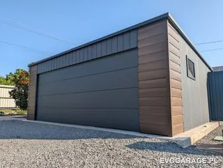 Garaż blaszany antracyt dwustanowiskowy — realizacja EVO GARAGE