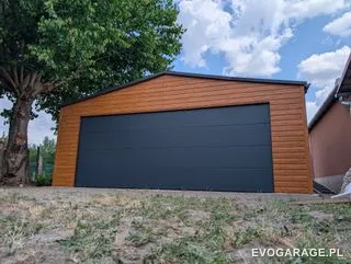 Garaż blaszany antracyt dwustanowiskowy — realizacja EVO GARAGE
