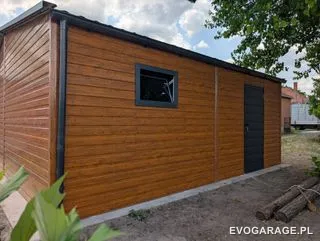 Garaż blaszany antracyt dwustanowiskowy — realizacja EVO GARAGE