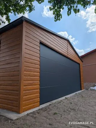 Garaż blaszany antracyt dwustanowiskowy — realizacja EVO GARAGE