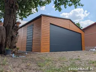 Garaż blaszany antracyt dwustanowiskowy — realizacja EVO GARAGE