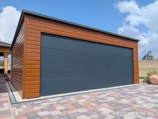 Garaż blaszany antracyt dwustanowiskowy — realizacja EVO GARAGE