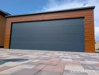 Garaż blaszany antracyt dwustanowiskowy — realizacja EVO GARAGE