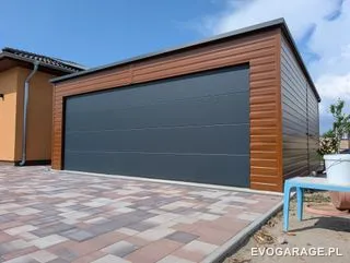 Garaż blaszany antracyt dwustanowiskowy — realizacja EVO GARAGE