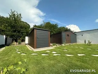 Garaż blaszany antracyt jednostanowiskowy — realizacja EVO GARAGE