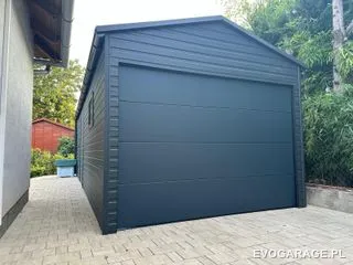 Garaż blaszany antracyt jednostanowiskowy — realizacja EVO GARAGE