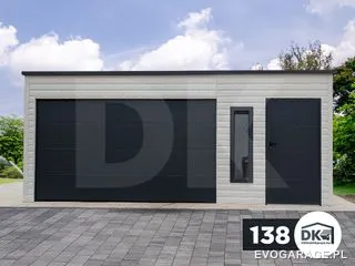 Garaż blaszany jasny antracytowy jednostanowiskowy — realizacja EVO GARAGE