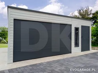 Garaż blaszany jasny antracytowy jednostanowiskowy — realizacja EVO GARAGE